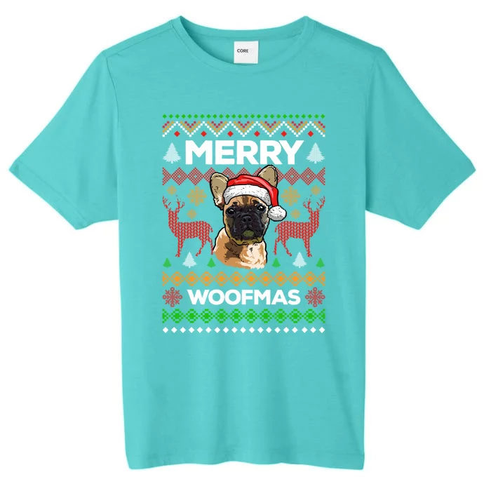 Merry Woofmas Ugly Sweater Christmas French Bulldog Lover Cute Gift ChromaSoft Performance T-Shirt