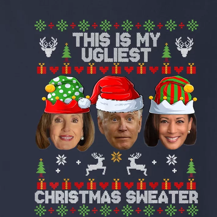 Meme World's Ugly Pelosi Kamala Joe Biden Christmas Sweater Funny Anti Biden Toddler Long Sleeve Shirt