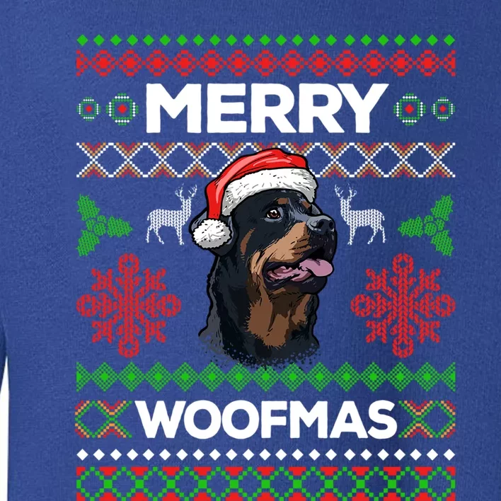 Merry Woofmas Ugly Sweater Christmas Rottweiler Lover Gift Toddler Sweatshirt