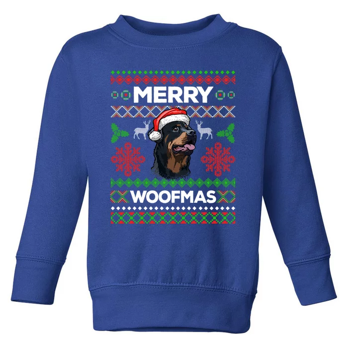 Merry Woofmas Ugly Sweater Christmas Rottweiler Lover Gift Toddler Sweatshirt