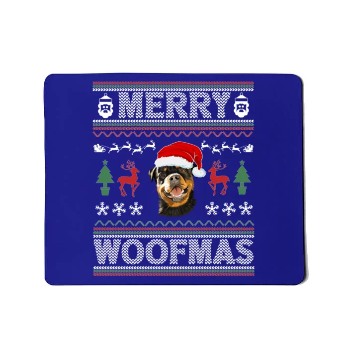 Merry Woofmas Ugly Christmas Rottweiler Xmas Party Cute Gift Mousepad