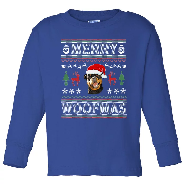 Merry Woofmas Ugly Christmas Rottweiler Xmas Party Cute Gift Toddler Long Sleeve Shirt