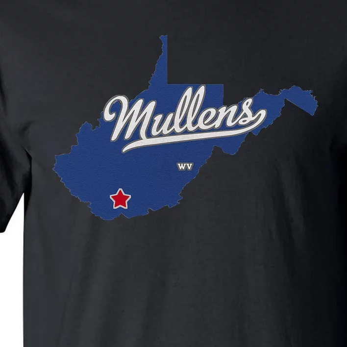 Mullens West Virginia WV Map Tall T-Shirt