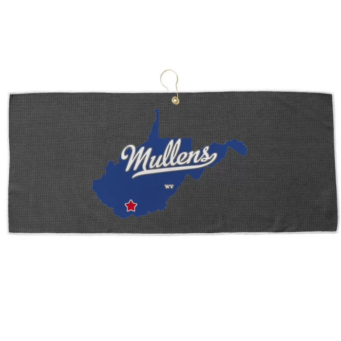 Mullens West Virginia WV Map Large Microfiber Waffle Golf Towel