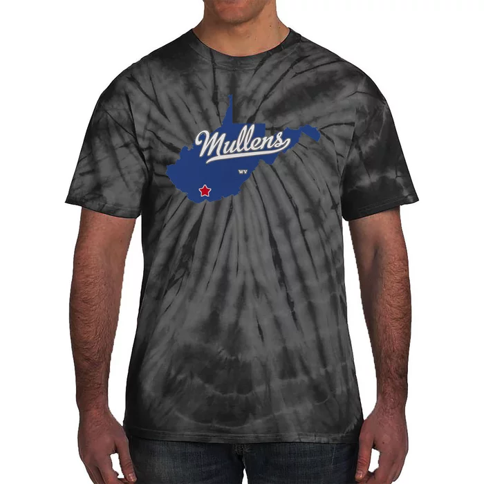 Mullens West Virginia WV Map Tie-Dye T-Shirt