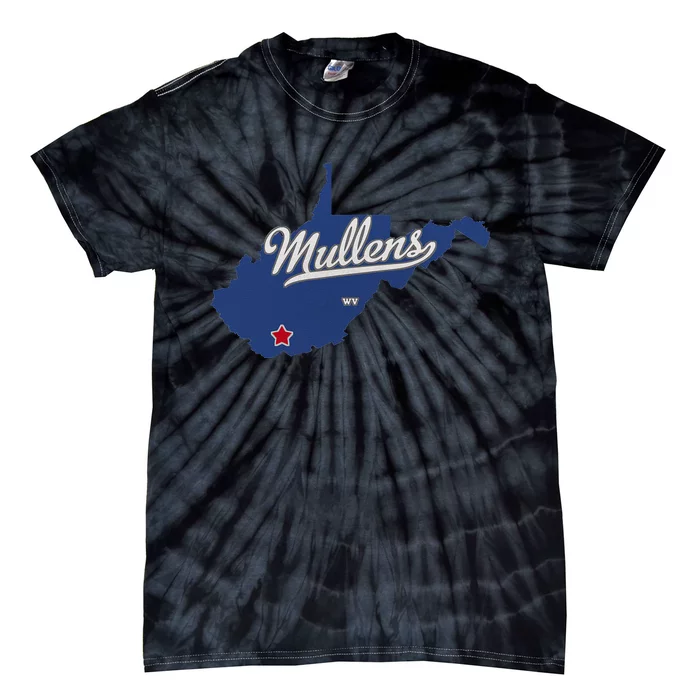 Mullens West Virginia WV Map Tie-Dye T-Shirt