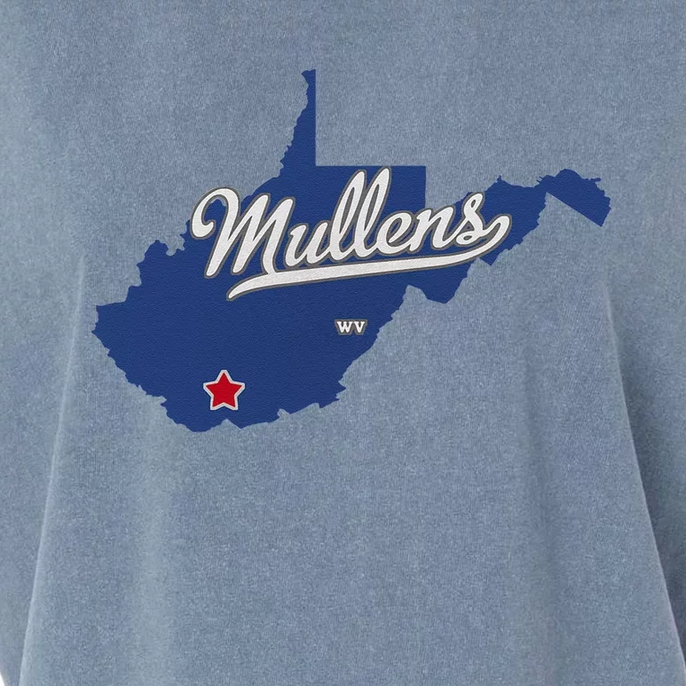 Mullens West Virginia WV Map Garment-Dyed Women's Muscle Tee