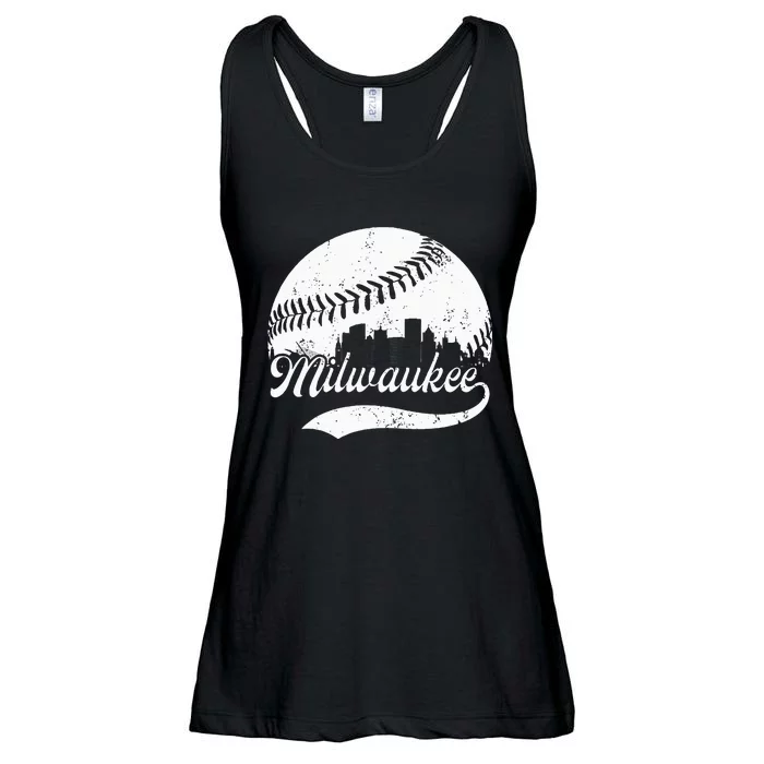 Milwaukee Wisconsin Vintage Skyline Apparel Ladies Essential Flowy Tank