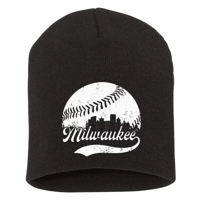 Milwaukee Wisconsin Vintage Skyline Apparel Short Acrylic Beanie