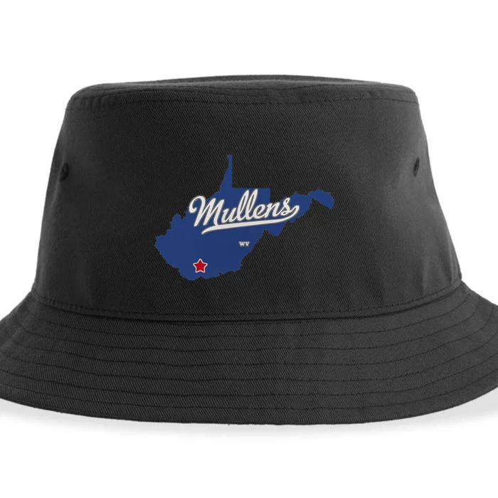 Mullens West Virginia WV Map Sustainable Bucket Hat