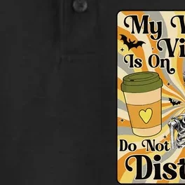 My Whole Vibe Is On Do Not Disturb Funny Skeleton Halloween Dry Zone Grid Performance Polo