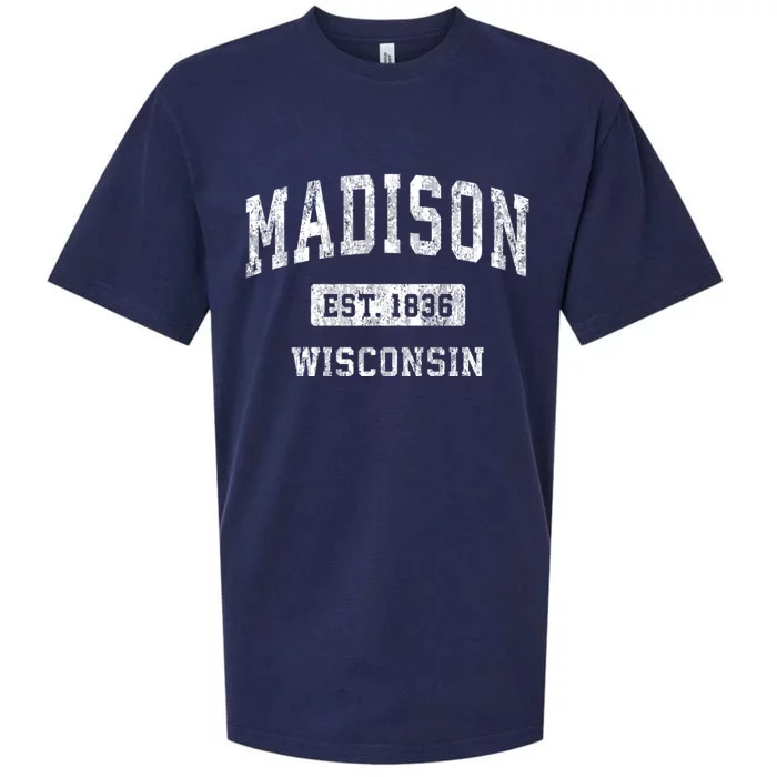 Madison Wisconsin Wi Vintage Established Sports Design Sueded Cloud Jersey T-Shirt