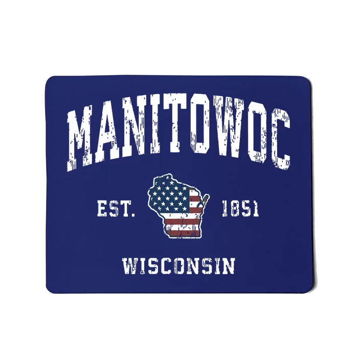 Manitowoc Wisconsin Wi Vintage American Flag Sports Design Mousepad