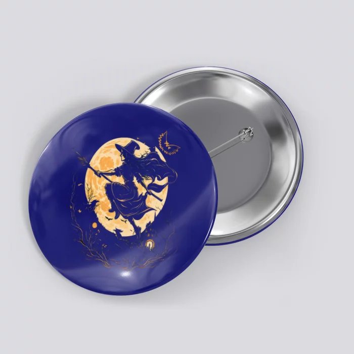 Moon Witch Witchcraft Halloween Gift Button