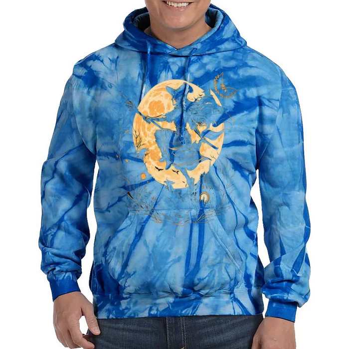 Moon Witch Witchcraft Halloween Gift Tie Dye Hoodie