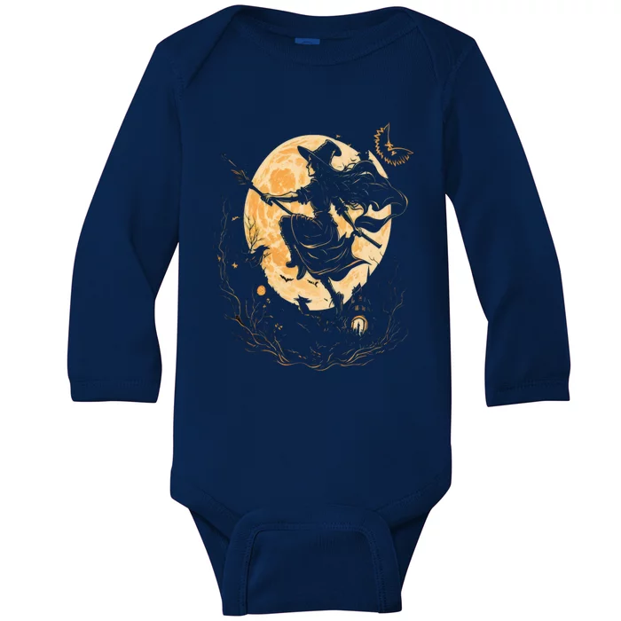 Moon Witch Witchcraft Halloween Gift Baby Long Sleeve Bodysuit