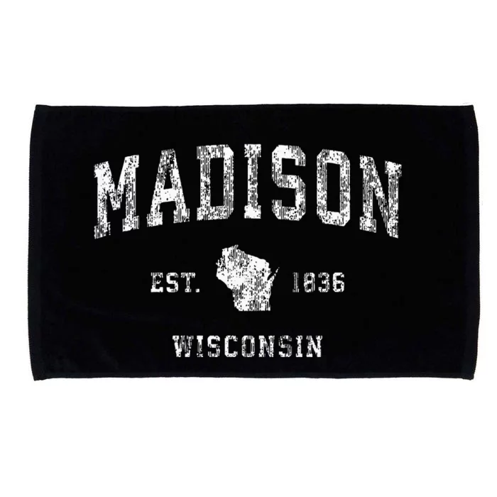 Madison Wisconsin Wi Vintage Athletic Sports Design Microfiber Hand Towel