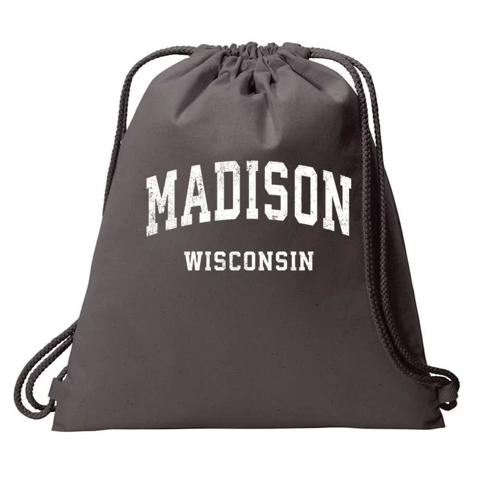 Madison Wisconsin Wi Vintage Athletic Sports Design Drawstring Bag