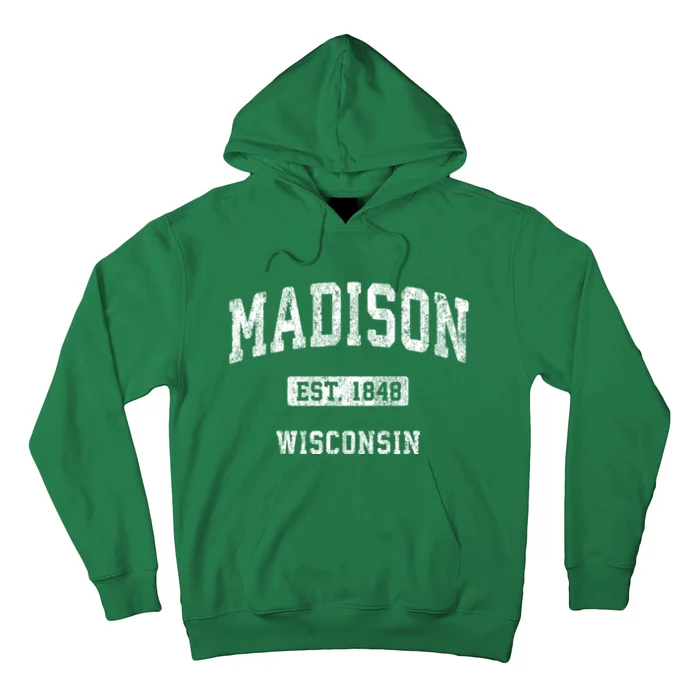 Madison Wisconsin Wi Vintage Athletic Sports Design Hoodie