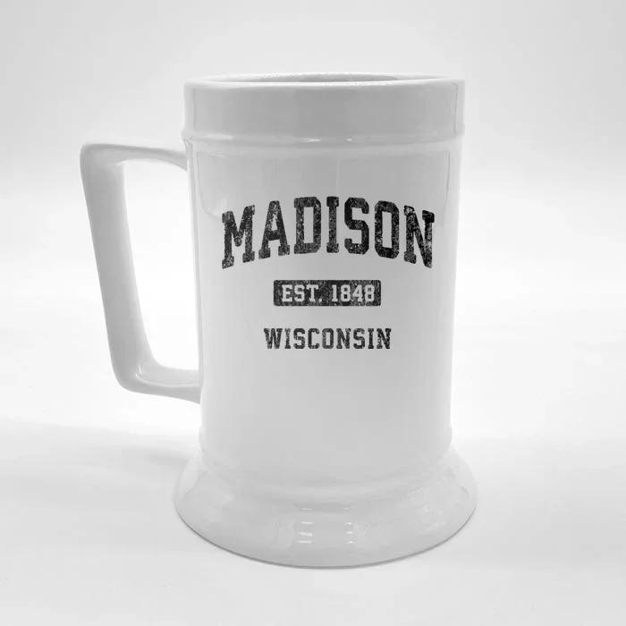 Madison Wisconsin Wi Vintage Athletic Sports Design Front & Back Beer Stein