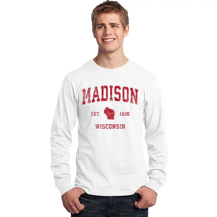 Madison Wisconsin Wi Vintage Sports Design Tall Long Sleeve T-Shirt