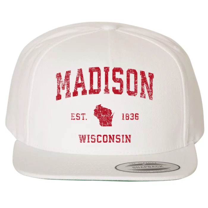 Madison Wisconsin Wi Vintage Sports Design Wool Snapback Cap