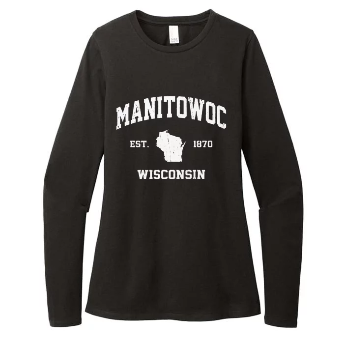 Manitowoc Wisconsin WI Vintage State Athletic Style Womens CVC Long Sleeve Shirt