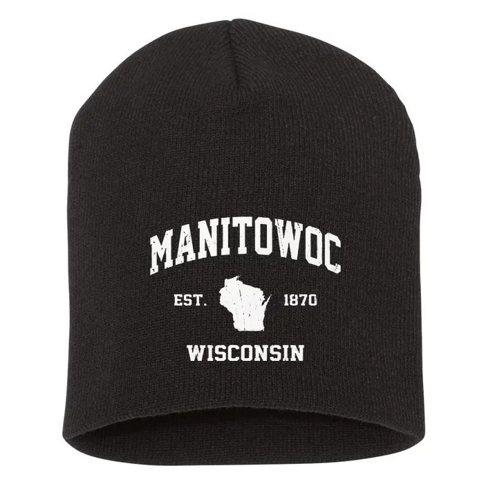 Manitowoc Wisconsin WI Vintage State Athletic Style Short Acrylic Beanie