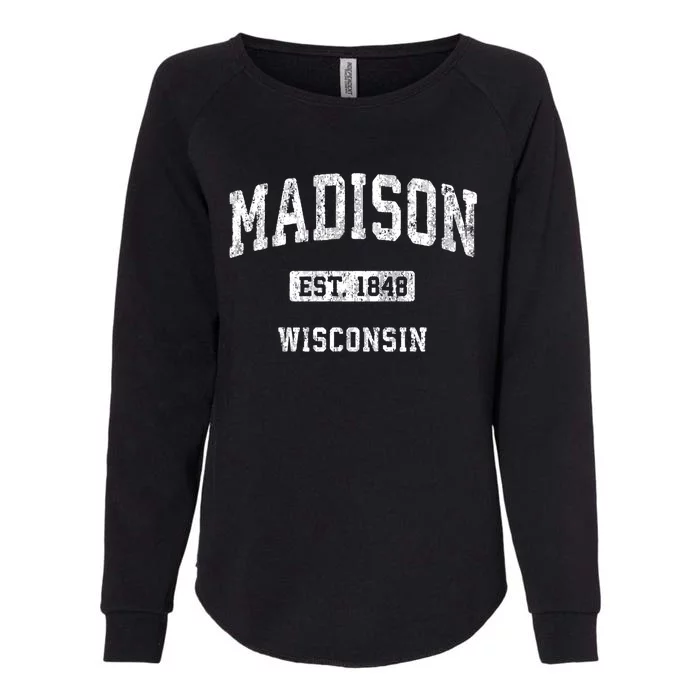 Madison Wisconsin Wi Vintage Athletic Sports Design Gift Womens California Wash Sweatshirt