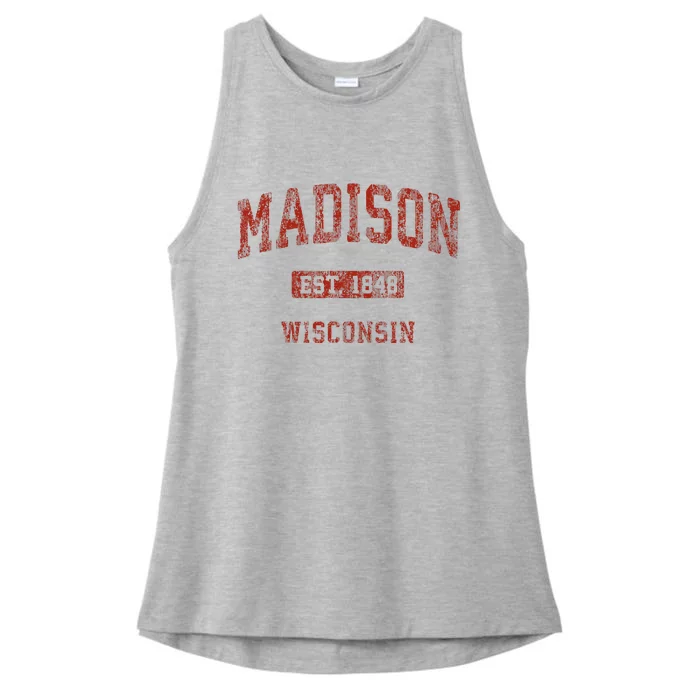 Madison Wisconsin Wi Vintage Athletic Sports Ladies Tri-Blend Wicking Tank