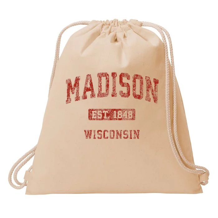 Madison Wisconsin Wi Vintage Athletic Sports Drawstring Bag