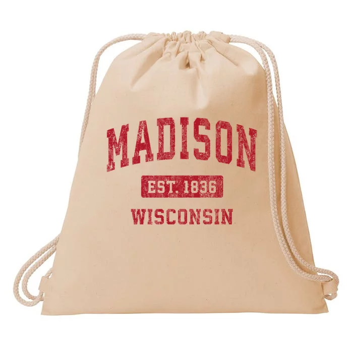 Madison Wisconsin Wi Vintage Sports Drawstring Bag