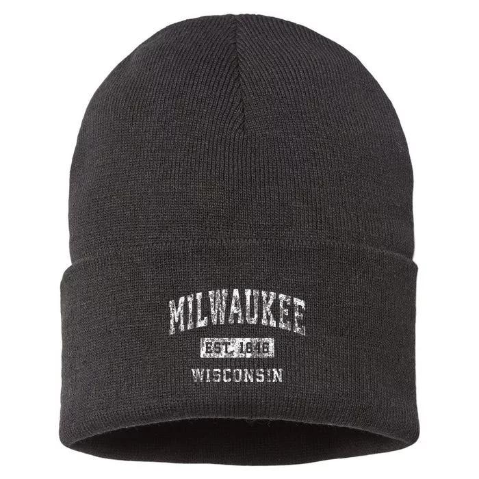 Milwaukee Wisconsin Wi Vintage Established Sports Sustainable Knit Beanie