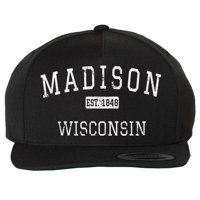 Madison Wisconsin WI Vintage Wool Snapback Cap