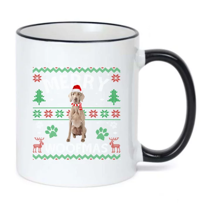 Merry Woofmas Weimaraner Ugly Sweater Santa Hat Great Gift Black Color Changing Mug