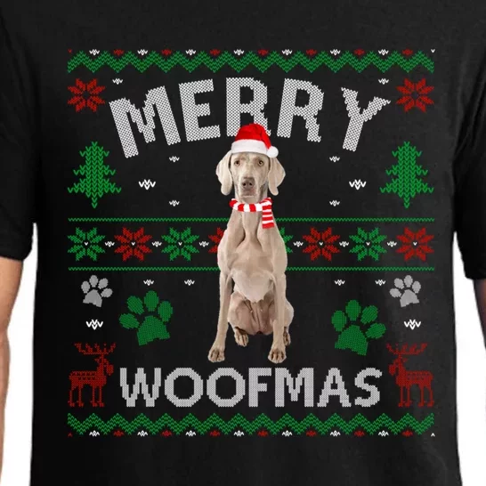 Merry Woofmas Weimaraner Ugly Sweater Santa Hat Great Gift Pajama Set