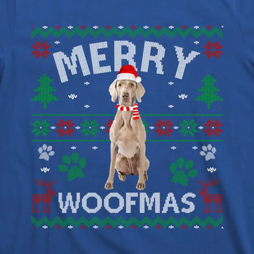 Merry Woofmas Weimaraner Ugly Sweater Santa Hat Great Gift T-Shirt