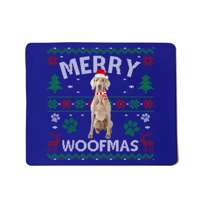 Merry Woofmas Weimaraner Ugly Sweater Santa Hat Great Gift Mousepad