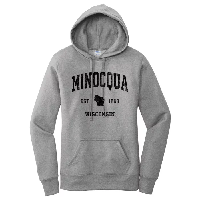 Minocqua Wisconsin Wi Vintage Athletic Women's Pullover Hoodie