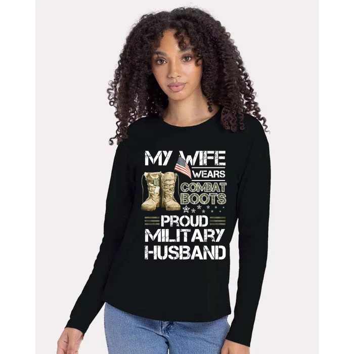 My Wife Wears Combat Boots Proud Military Husband Cute Gift Womens Cotton Relaxed Long Sleeve T-Shirt