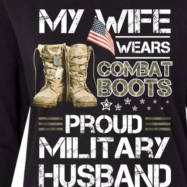 My Wife Wears Combat Boots Proud Military Husband Cute Gift Womens Cotton Relaxed Long Sleeve T-Shirt