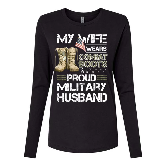 My Wife Wears Combat Boots Proud Military Husband Cute Gift Womens Cotton Relaxed Long Sleeve T-Shirt