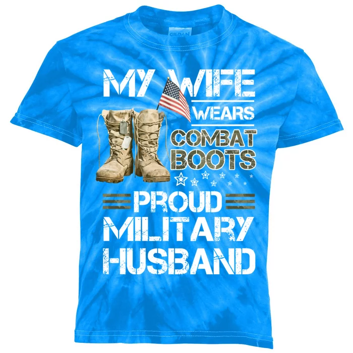 My Wife Wears Combat Boots Proud Military Husband Cute Gift Kids Tie-Dye T-Shirt