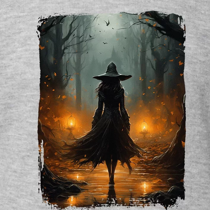 Mystical Witch Walking The Forest Halloween Gothic Painting Toddler Sweatshirt