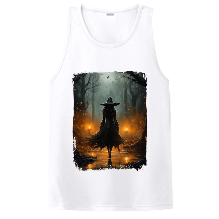 Mystical Witch Walking The Forest Halloween Gothic Painting Performance Tank