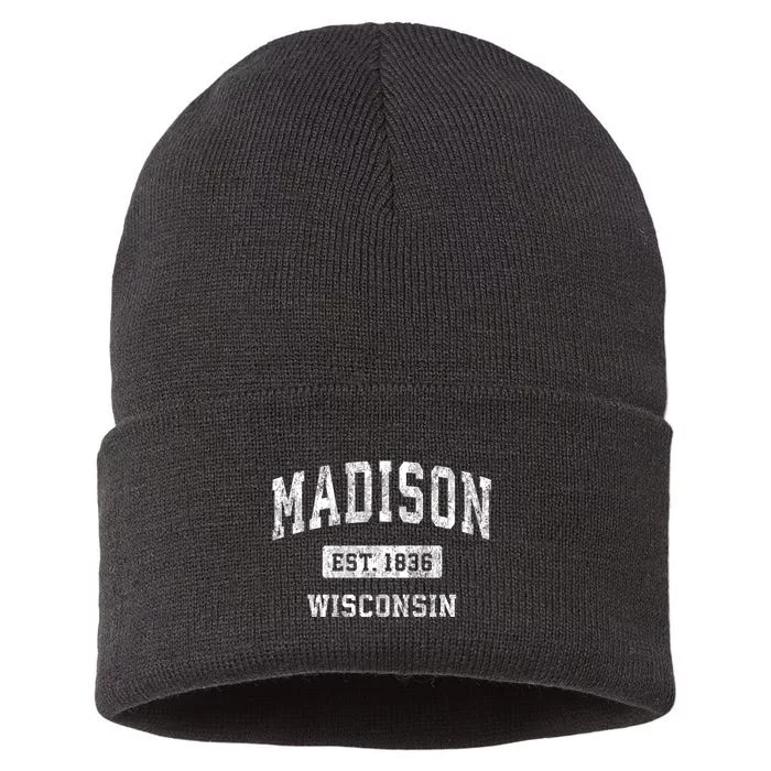 Madison Wisconsin Wi Vintage Sports Design Established Sustainable Knit Beanie