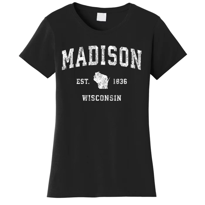 Madison Wisconsin Wi Vintage Athletic Sports Design Established Women's T-Shirt