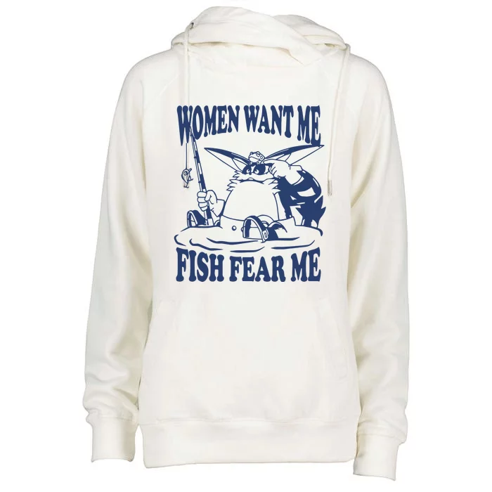 Mamono World Women Want Me Fish Fear Me Womens Funnel Neck Pullover Hood