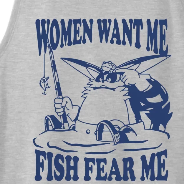 Mamono World Women Want Me Fish Fear Me Ladies Tri-Blend Wicking Tank