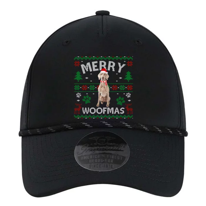 Merry Woofmas Weimaraner Ugly Sweater Santa Hat Gift Performance The Dyno Cap